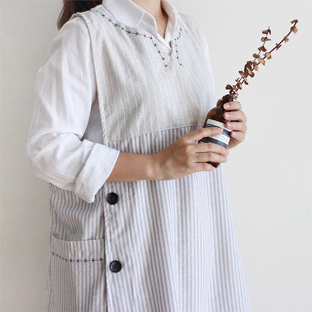 베이지 자수 빅사이즈 앞치마 주방 용품 - 메인 이미지