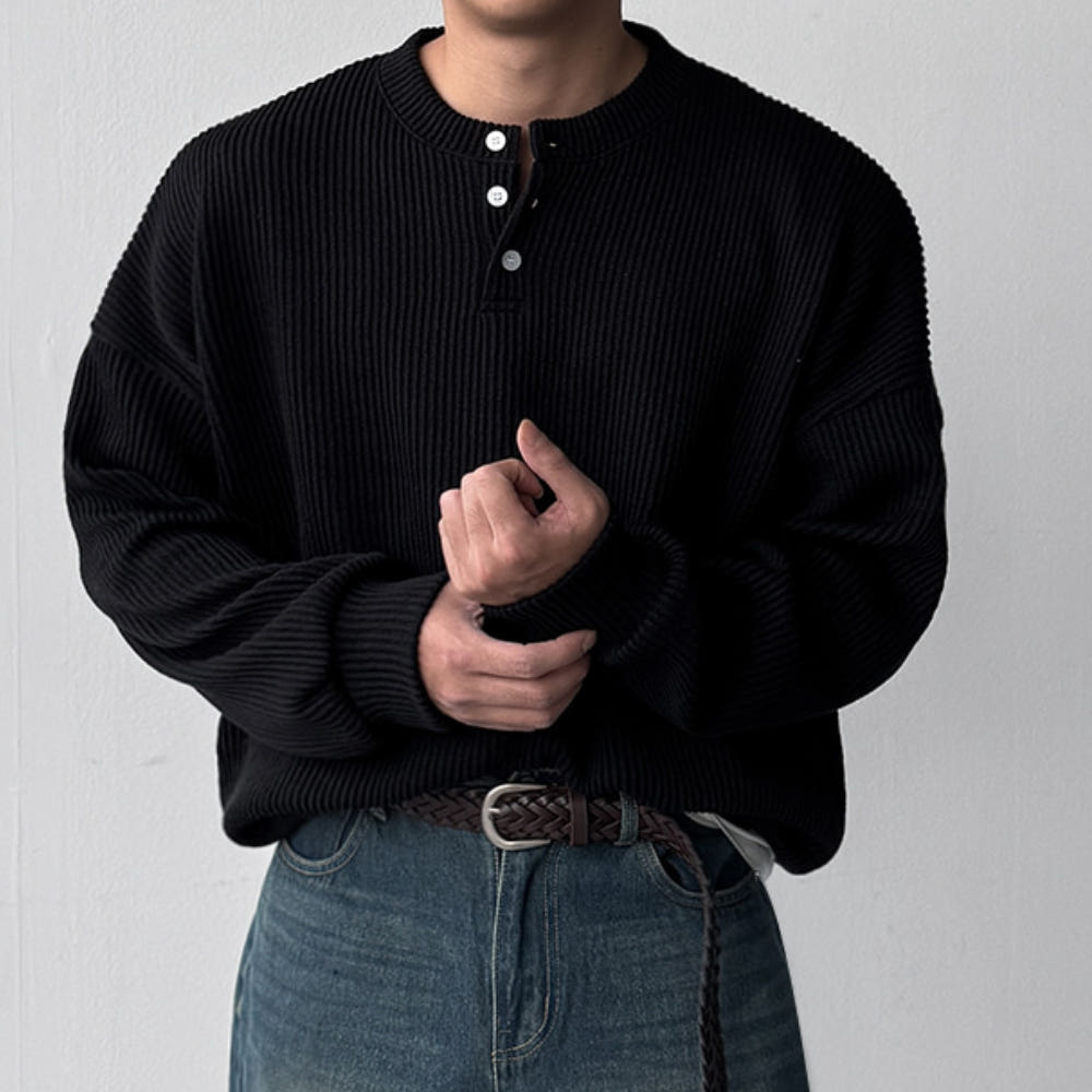 남자 튜스 루즈 오버핏 헨리넥 골지 니트 맨투맨 가격 비교 피팅남 남자 튜스 루즈 오버핏 헨리넥 골지 니트 맨투맨