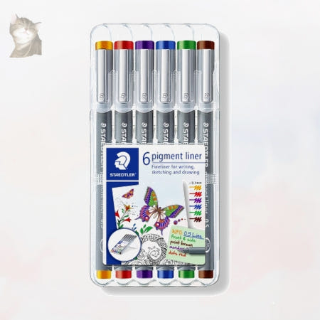 스테들러 피그먼트 라이너 칼라 6색 0.5 드로잉 펜 단풍마켓
