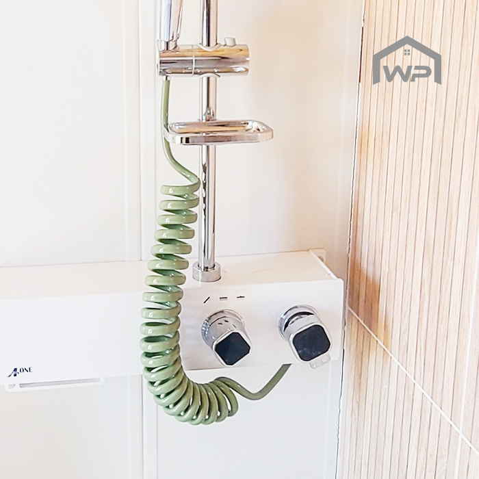 국내산 꼬임방지 샤워호스 스프링 코일 360도 회전 특허 올리브 2.5m, 1개