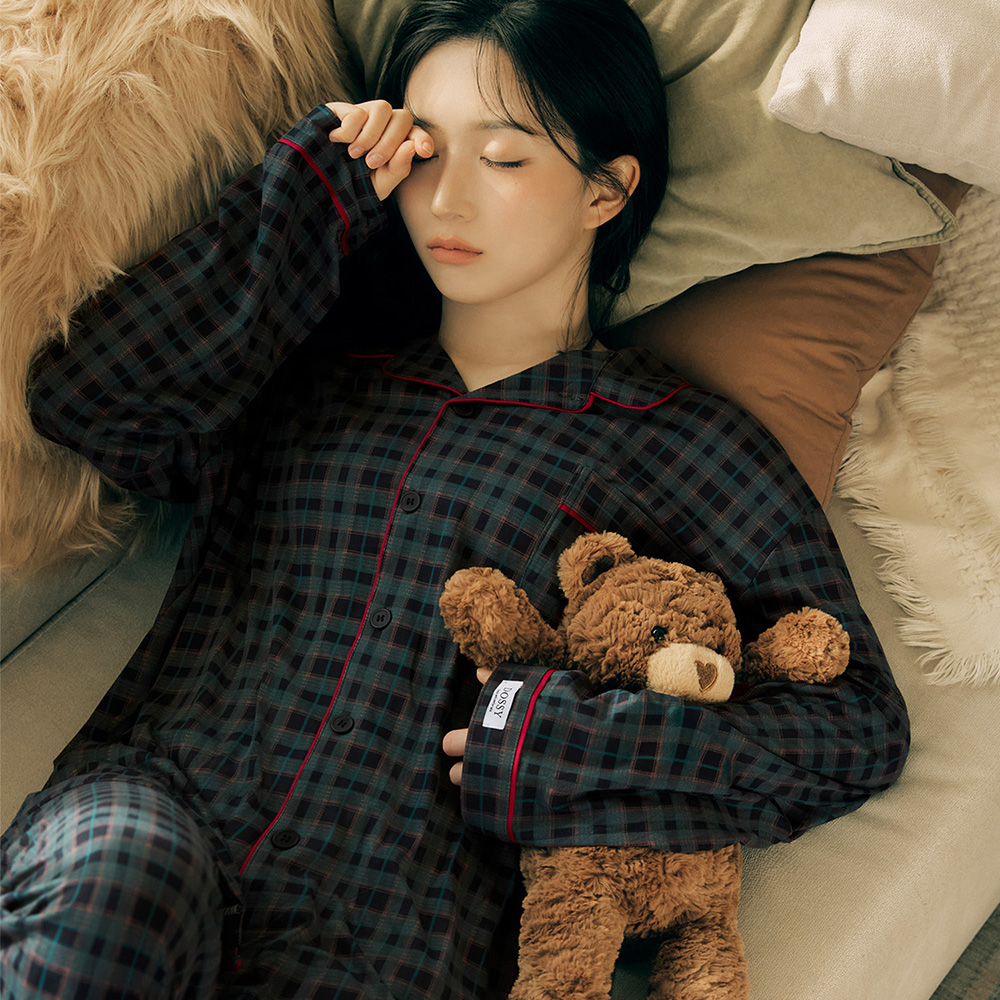 [도씨x해원 PICK][2PACK] 소프킨 그리든 긴팔 카라 커플 잠옷 세트 홈웨어 제품 이미지