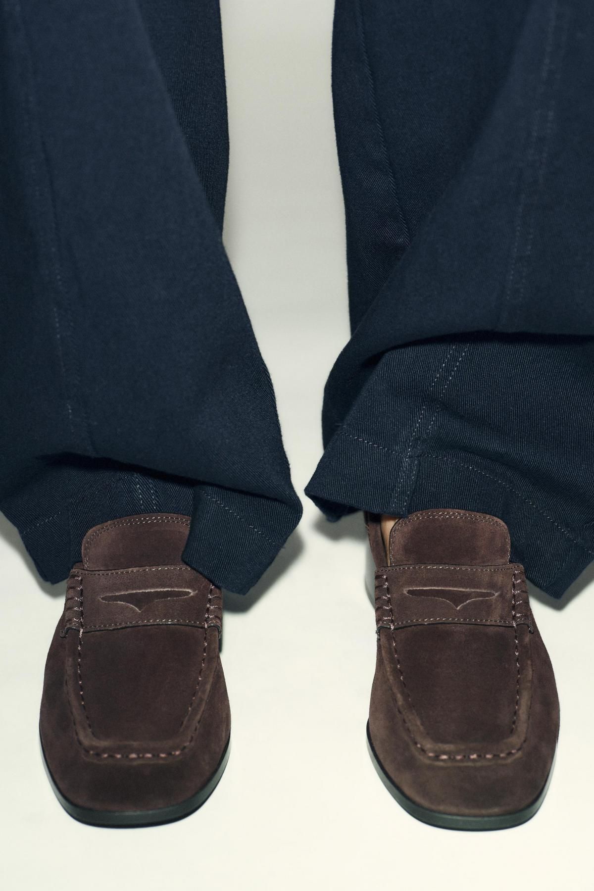 자라 스플릿 스웨이드 블록힐 페니 로퍼 2220/710 BROWN - 상세 이미지 3