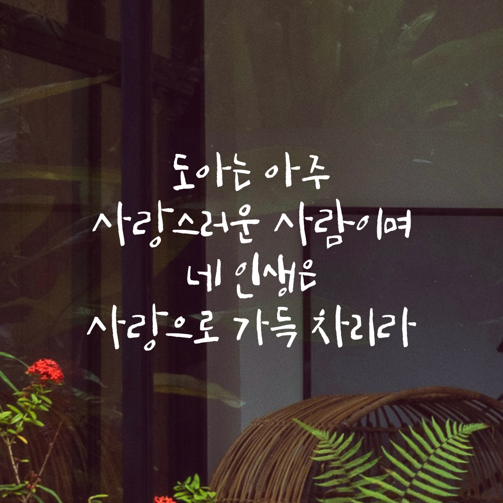 캘리그라피 레터링 스티커 이름 변경 주문제작 사랑으로 가득 차리라 검정S 26x15.5cm - 상세 이미지 2