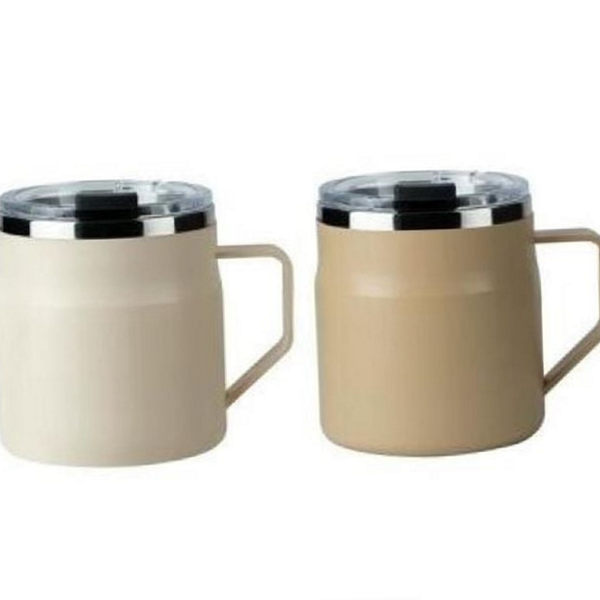 휴대용 스텐 머그컵 355ml 뚜껑있는 스텐 손잡이 홈카페 데일리 - 메인 이미지