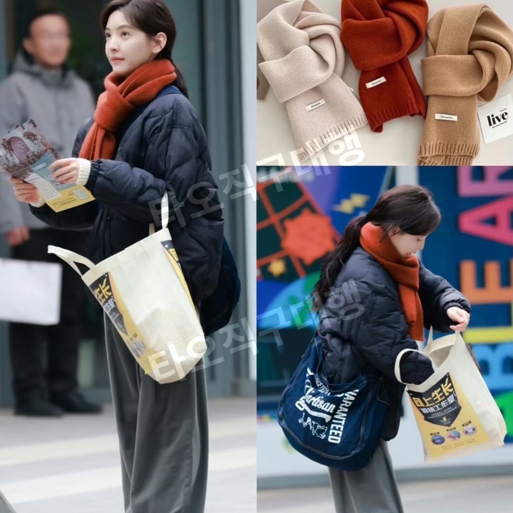 캐시미어머플러 몽골 겨울 목도리 부드러운 여자 스카프 커플 울 여성 선물 남녀공용 - 상세 이미지 3