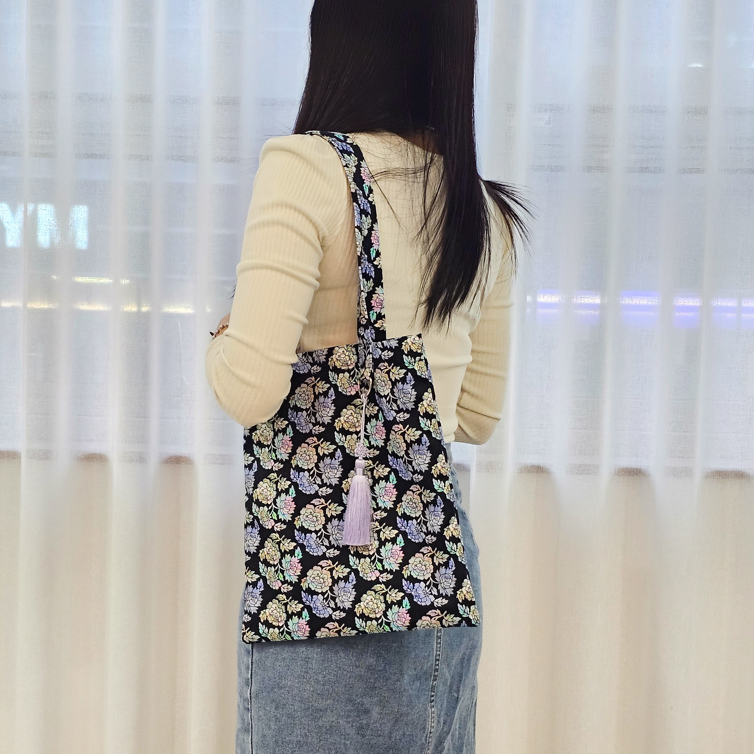 (비단면)한국전통문양 노트북 숄더백 어깨 가방 랩탑 에코백 - 상품 이미지
