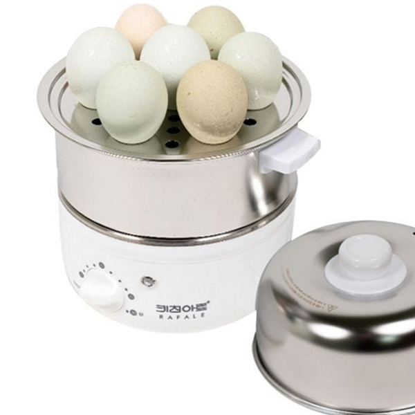 2단 스텐 계란 찜기 휴대용 스텐 전기 찜기 다용도 멀티