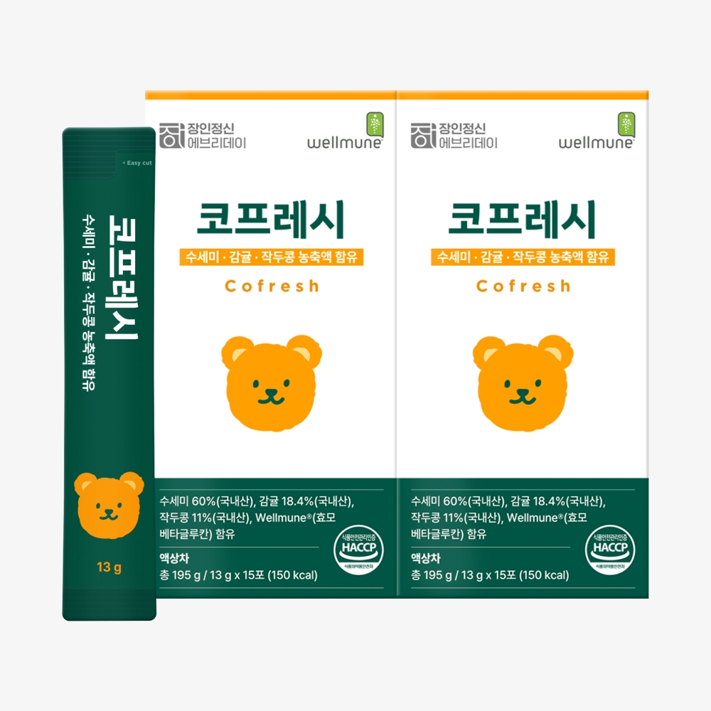 국내산 100% 수세미즙 작두콩즙 어린이 성인 베타글루칸 웰뮨 코프레시 15포, 2개 - 상품 이미지