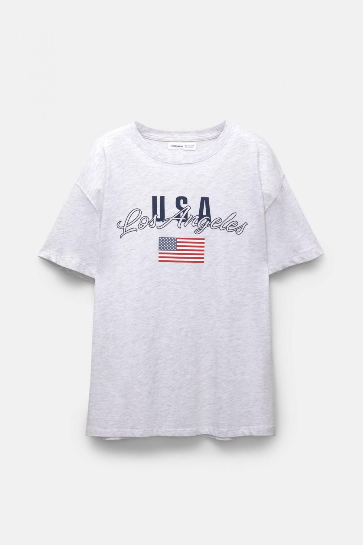 풀앤베어 캐주얼 라운드넥 USA 그래픽 반팔 티셔츠 7150/215 GREY MARL - 상품 이미지