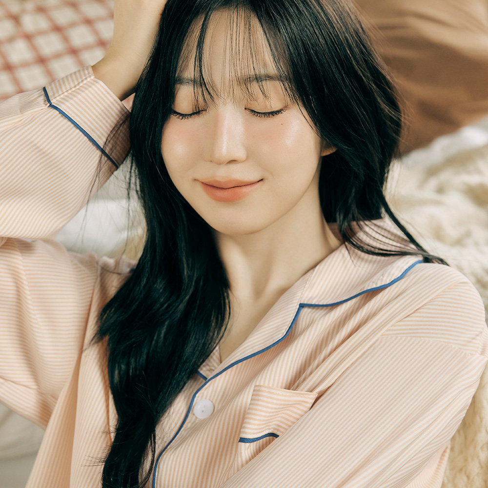 [도씨x해원 PICK] 실크핏 클린 긴팔 카라 커플 잠옷 세트 홈웨어 상세 이미지 3