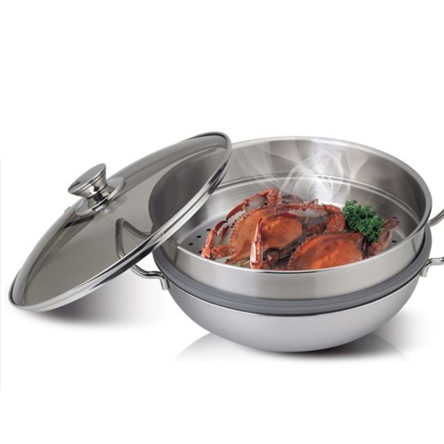 키친아트 찜냄비 찜솥 스텐 찜통 찜기 3중 2단 36cm - 상품 이미지