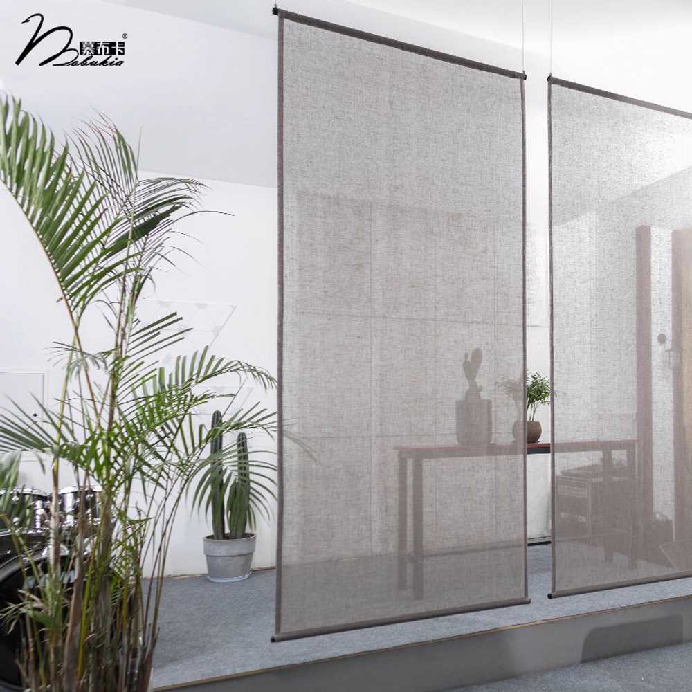 린넨 바란스 커튼 가림막 중문 패브릭 파티션 가리개 45x200cm - 상세 이미지 2