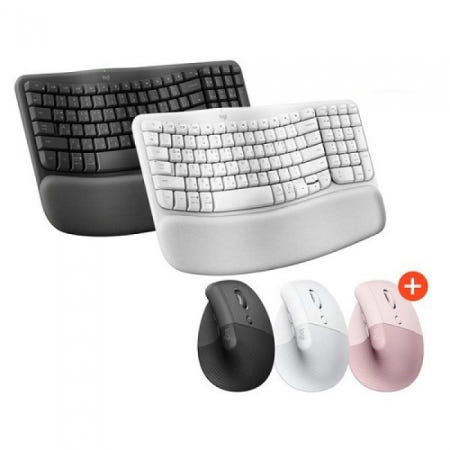 로지텍 Wave Keys + LIFT VERTICAL Combo 무선 키보드 마우스 세트 (로즈핑크)