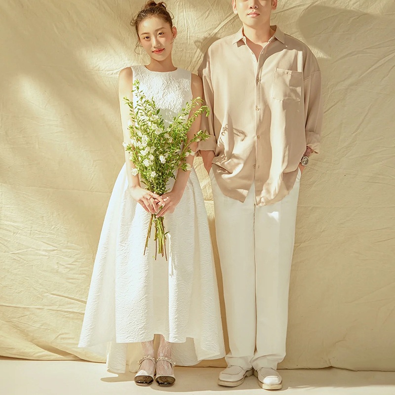 웨딩 드레스 리마인드 볼륨 야외스냅 롱슬리브 예복 샤링 슬리브 스몰웨딩 - 상세 이미지 3