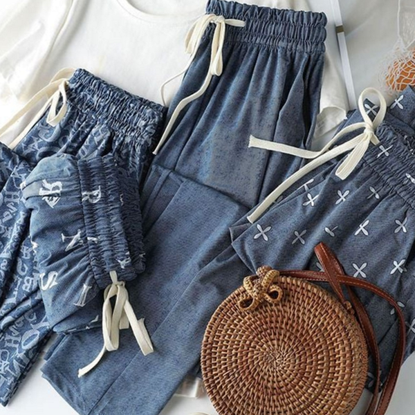 데일리 여성 여름 바지 와이드 여성 쿨링 팬츠 밴딩 냉감 - 상품 이미지