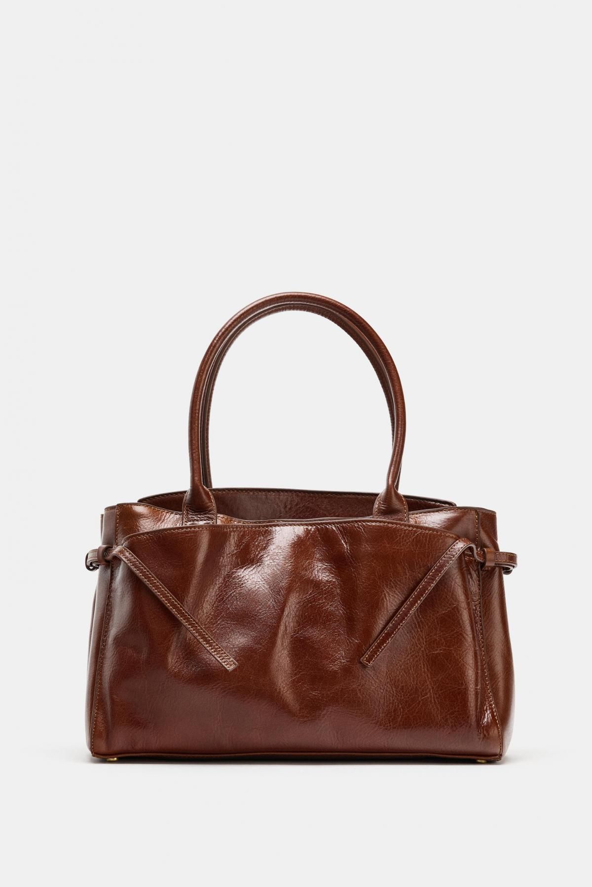 자라 프리미엄 레더 시티 토트백 브라운 6090/610 DARK TAN - 상품 이미지