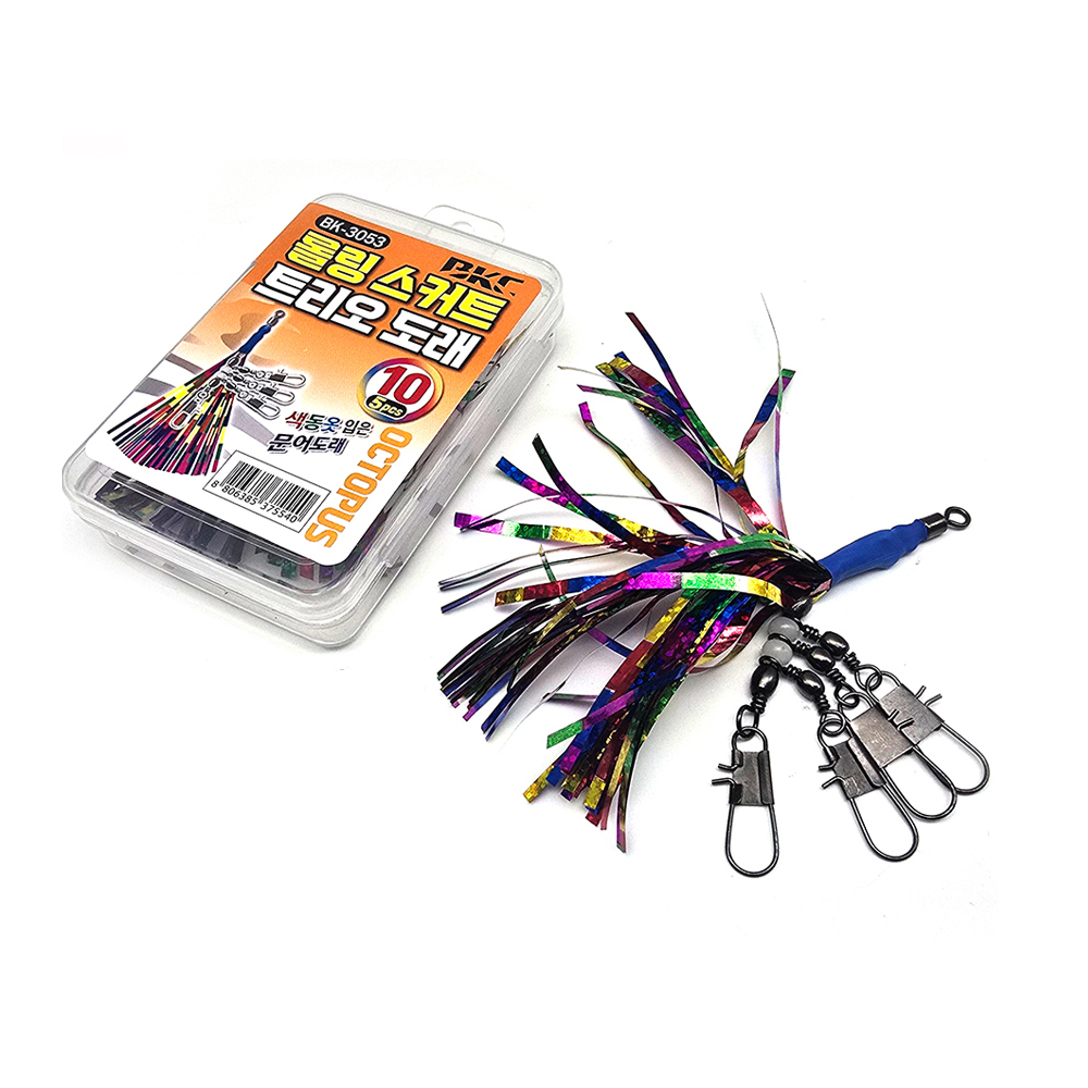 백경조침 BK-3053 롤링 스커트 트리오 문어 색동 도래 6호, 4개입, 1개 이미지 7