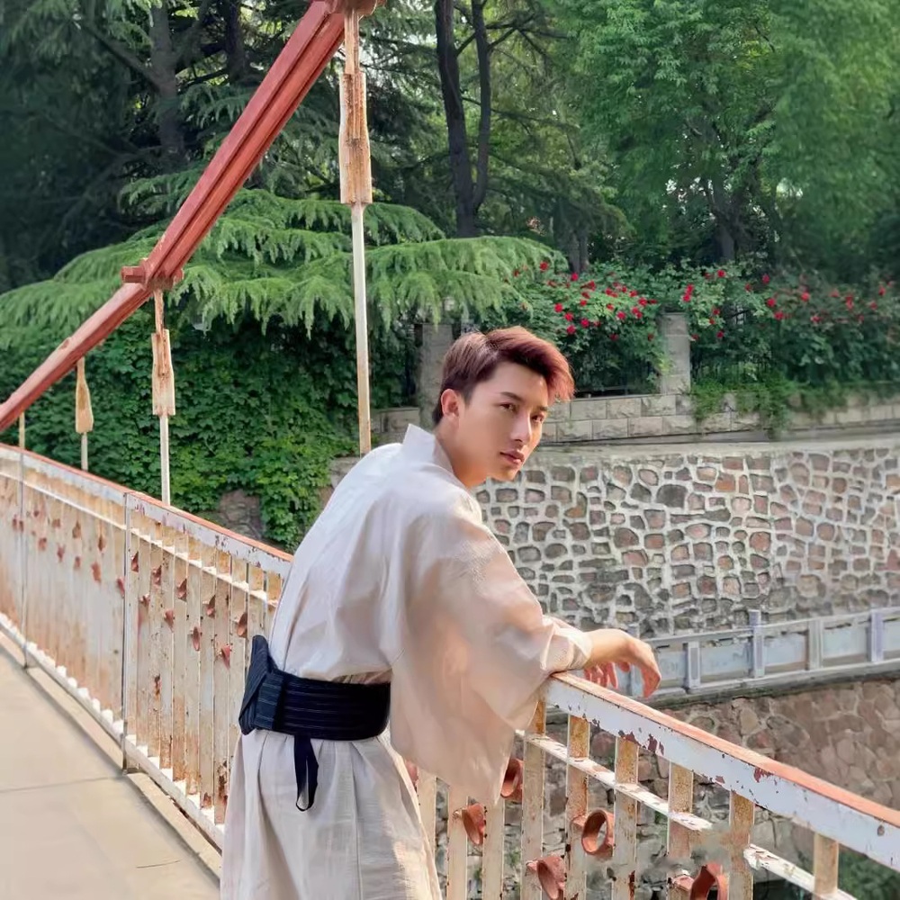 남성 유카타 기모노 남자 일본 코스프레 롱가디건 온천옷 가운 린넨 사무라이 의상 여름 로브 - 상세 이미지 4