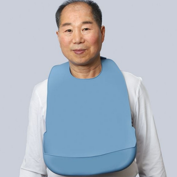 부드러운 성인용 실리콘 턱받이 장애인 실리콘 턱받이 노인 식사 대형 - 메인 이미지