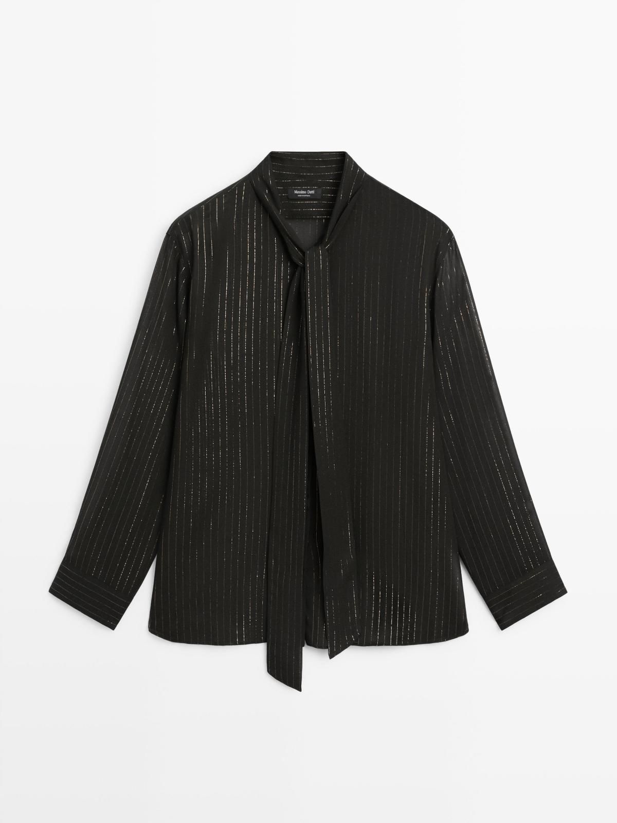 마시모두띠 메탈릭 시스루 타이넥 블랙 셔츠 5107/707 BLACK - 상품 이미지