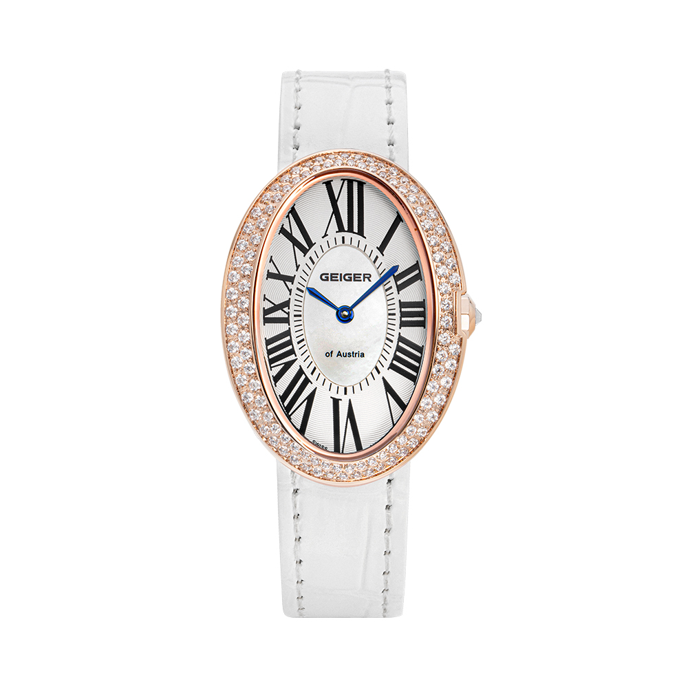 [4차 재입고] 가이거 여성 가죽 타원형 손목 시계 명품 자개 GE1207