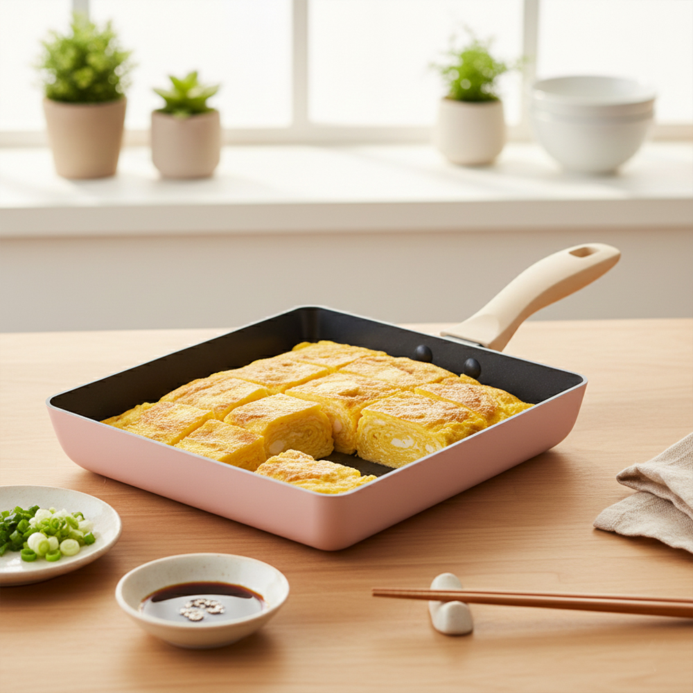 IH 인덕션 블룸 만능 멀티팬 24cm, 사각핑크 - 상품 이미지