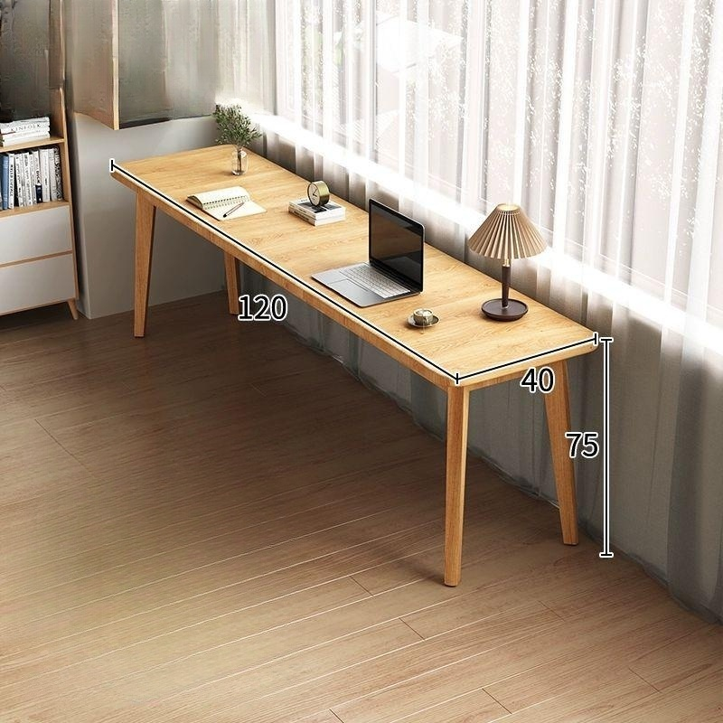 베란다테이블 길고 폭 좁은 간이 월넛 창가 롱테이블 원목 수입 소나무 다리 140x50x75cm - 상품 이미지