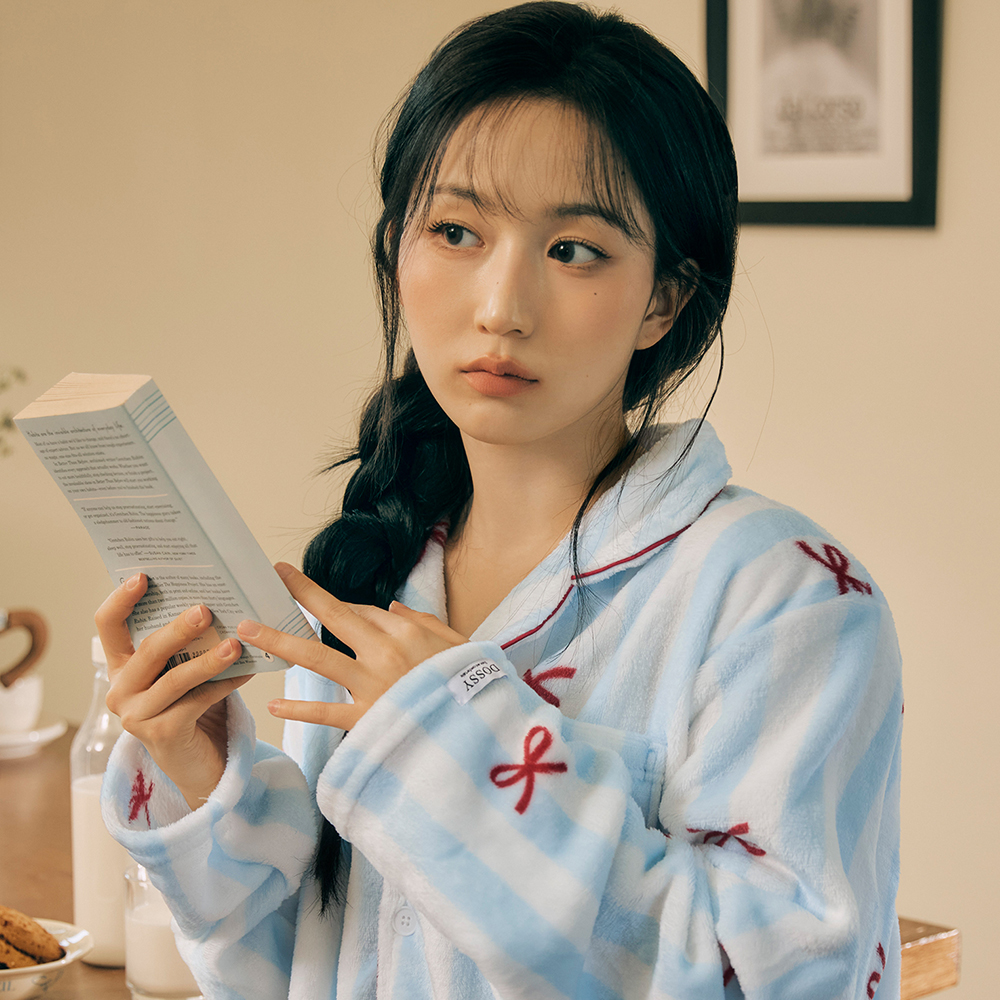 [도씨x해원'Pick] 플러피 보니 긴팔 커플 수면 잠옷 세트 홈웨어 : DOSSY