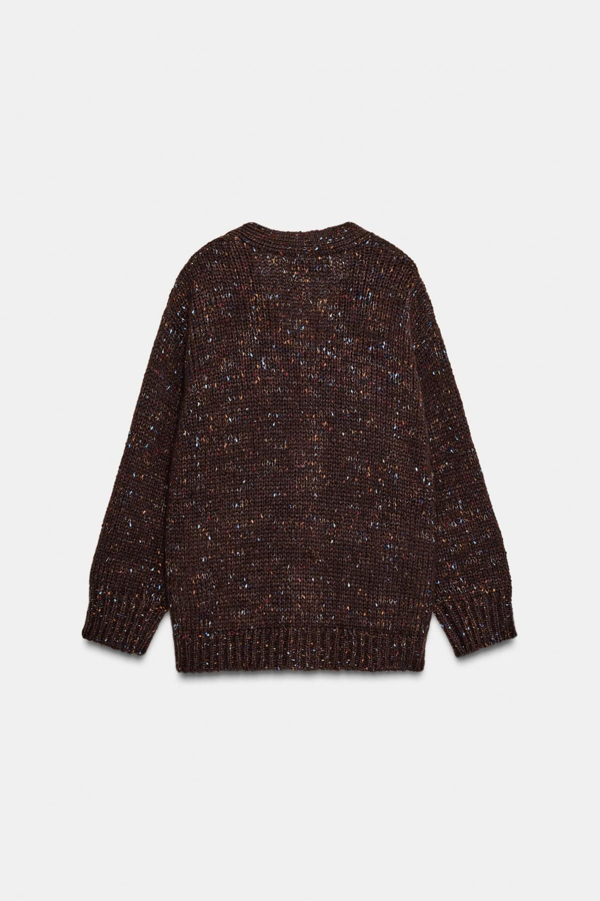자라 오버사이즈 브이넥 니트 카디건 9874/101 DARK BROWN - 상세 이미지 4