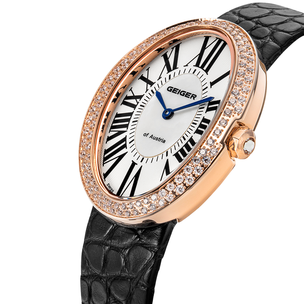 [4차 재입고] 가이거 여성 가죽 타원형 손목 시계 명품 자개 GE1207