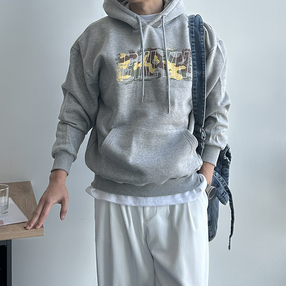 남자 기모후드티 오버핏 겨울 모자큰 커플 남자 후드티 - 상세 이미지 2