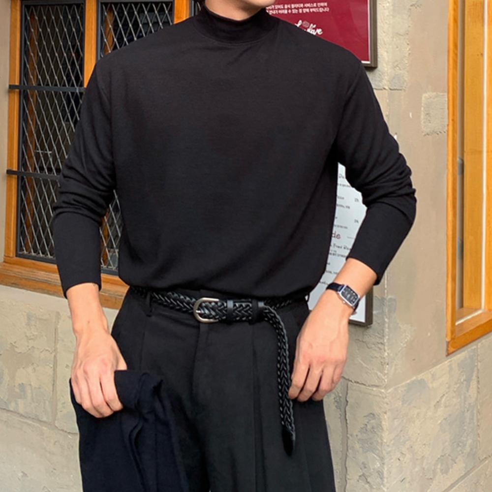 1+1 남자 스튜 겨울 반목 반폴라 반목폴라 니트 긴팔티 - 상세 이미지 2