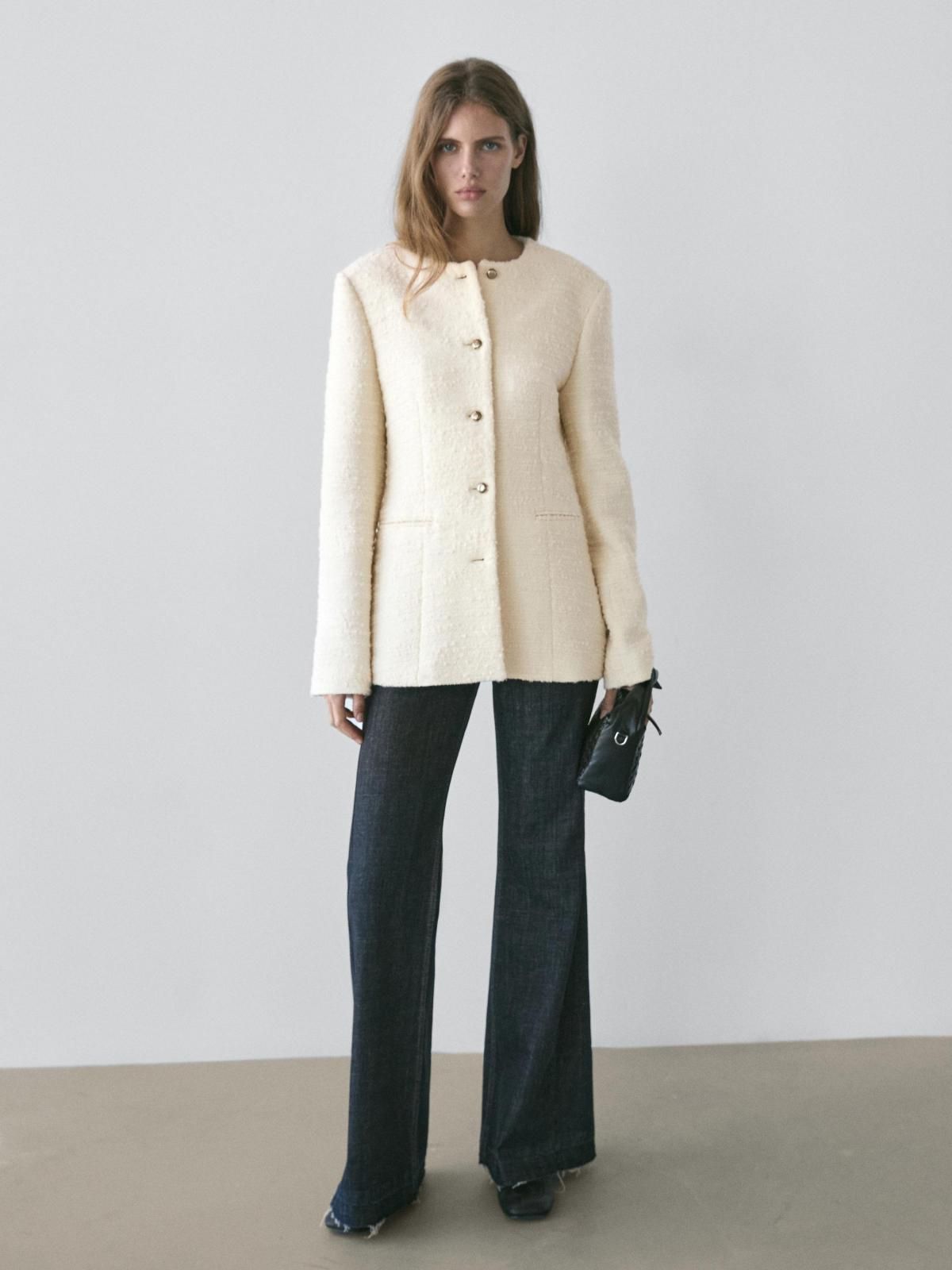 마시모두띠 텍스처 울혼방 트위드 자켓 라인스톤 버튼 6002/650 OFF WHITE - 상세 이미지 2