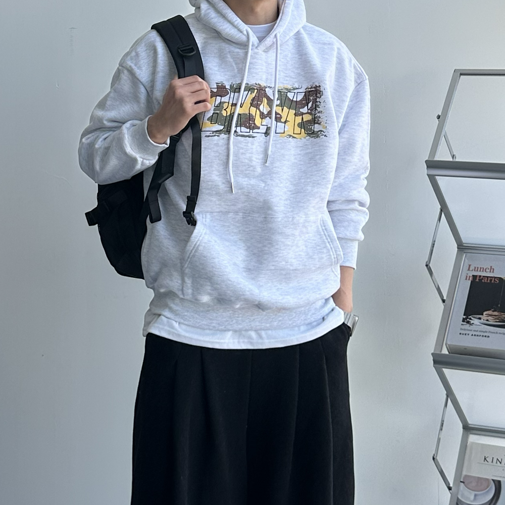 남자 기모후드티 오버핏 겨울 모자큰 커플 남자 후드티 - 상세 이미지 3