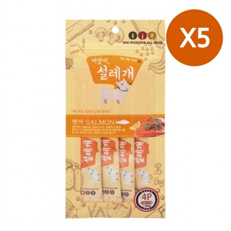강아지 퓨레 간식 4개입 5P 연어 피부 피모 저지방 - 상품 이미지