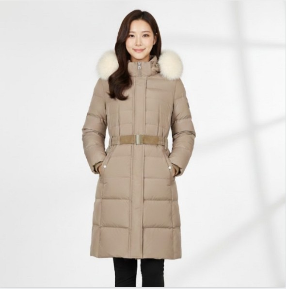 팬텀골프 여성 겨울 리얼 폭스퍼 덕다운 골프웨어 롱다운 롱패딩 점퍼 - 상품 이미지