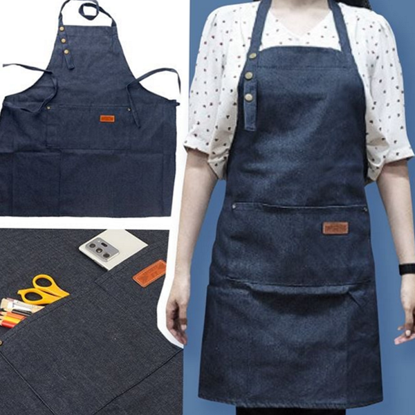 다용도 데님 앞치마 바리스타 청 앞치마 주방 카페 요리
