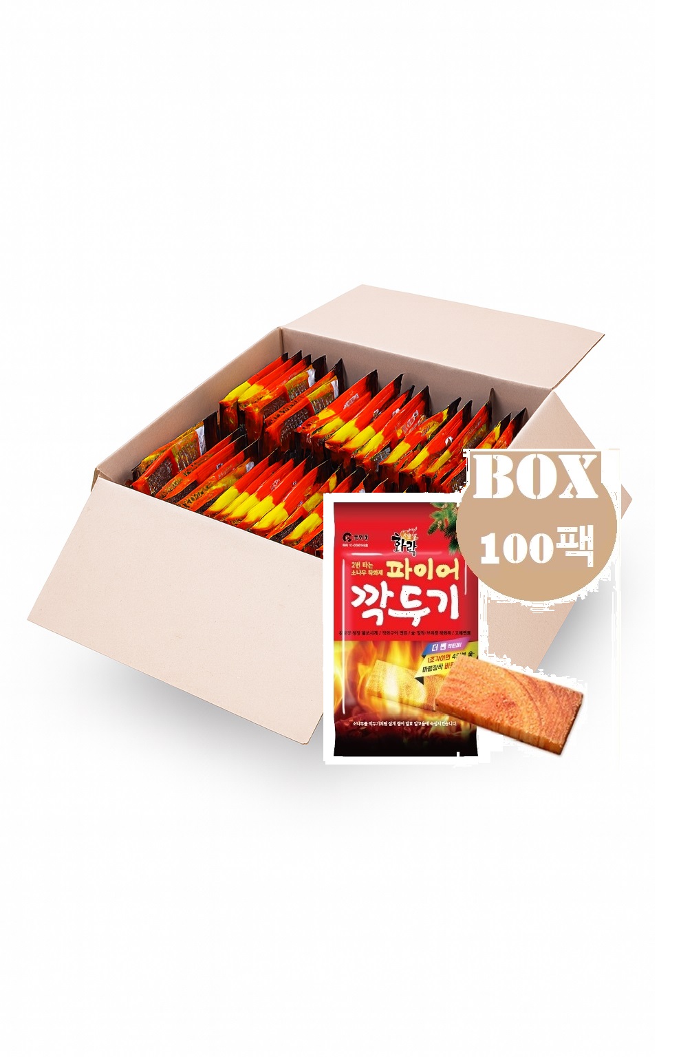 파이어깍두기100팩 숯,장작,벽난로착화제 - 상품 이미지
