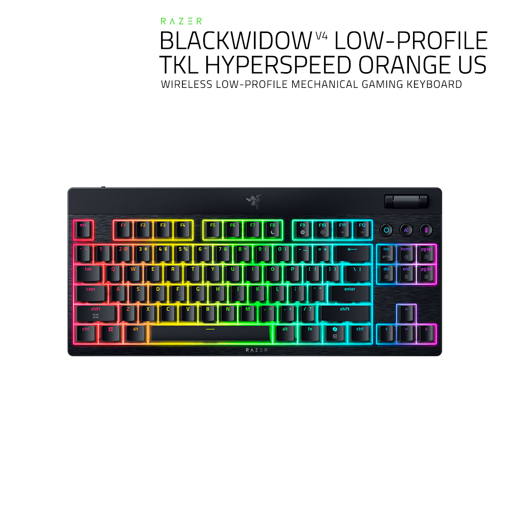 레이저코리아 블랙위도우 V4 로우 프로파일 TKL HyperSpeed 블랙(영문각인), 오렌지축 - 상품 이미지