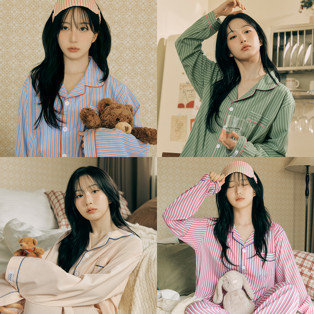 도씨 긴팔 카라 커플 잠옷 세트 홈웨어 28종 제품 이미지