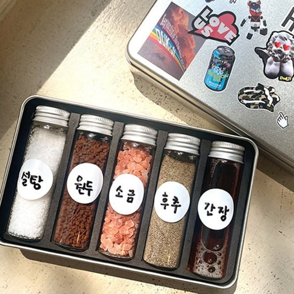 휴대용 캠핑 양념통 세트 파우치 캠핑 조미료 세트 보관함 유리