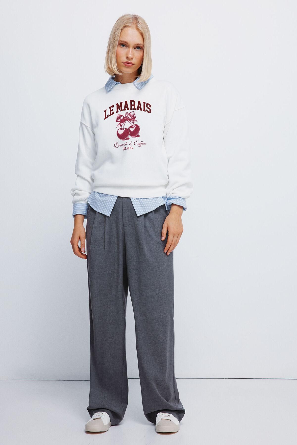 스프링필드 와이드 하이라이즈 밴딩 슬랙스 팬츠 6832086 GRIS - 상세 이미지 2