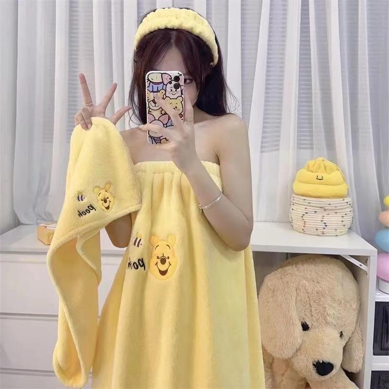 산리오 랩타월 목욕타월 흡수 속건 보풀 없는 크고 두꺼운 귀여운 가정용 타월 한교동 목욕 가운 헤어밴드포함 - 상세 이미지 3