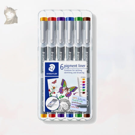 스테들러 피그먼트 라이너 칼라 6색 0.3 드로잉 펜 단풍마켓