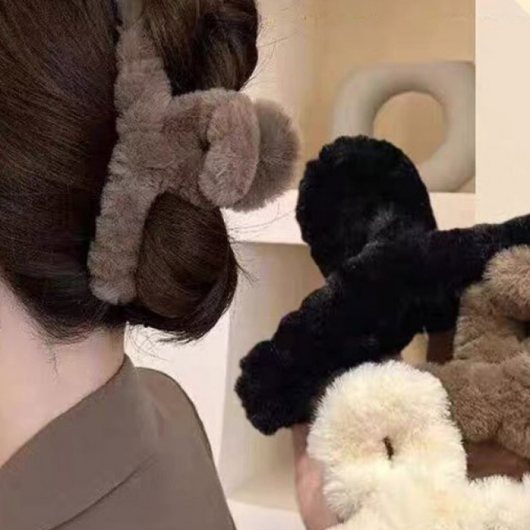 밍크퍼 올림머리 집게핀 헤어핀 머리핀 ST0557 - 상품 이미지