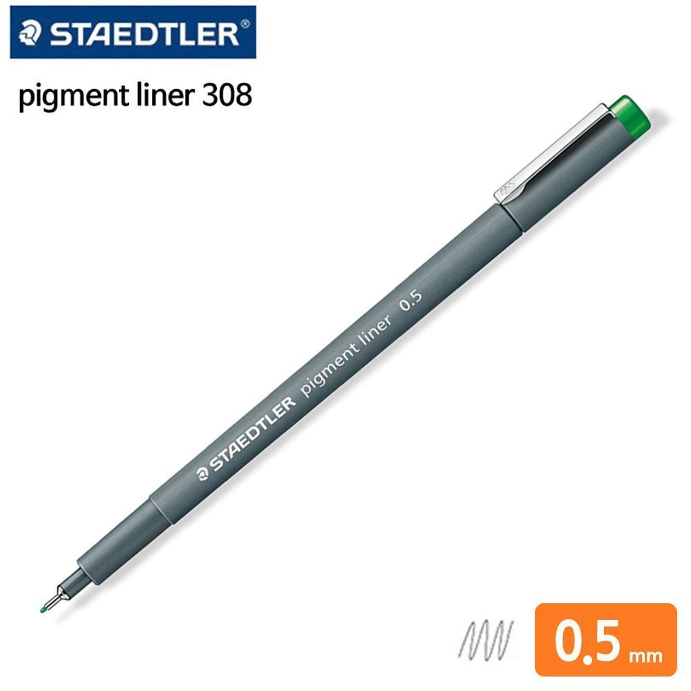 308 피그먼트 라이너 0 5mm 1다스 10개입 그린 - 메인 이미지