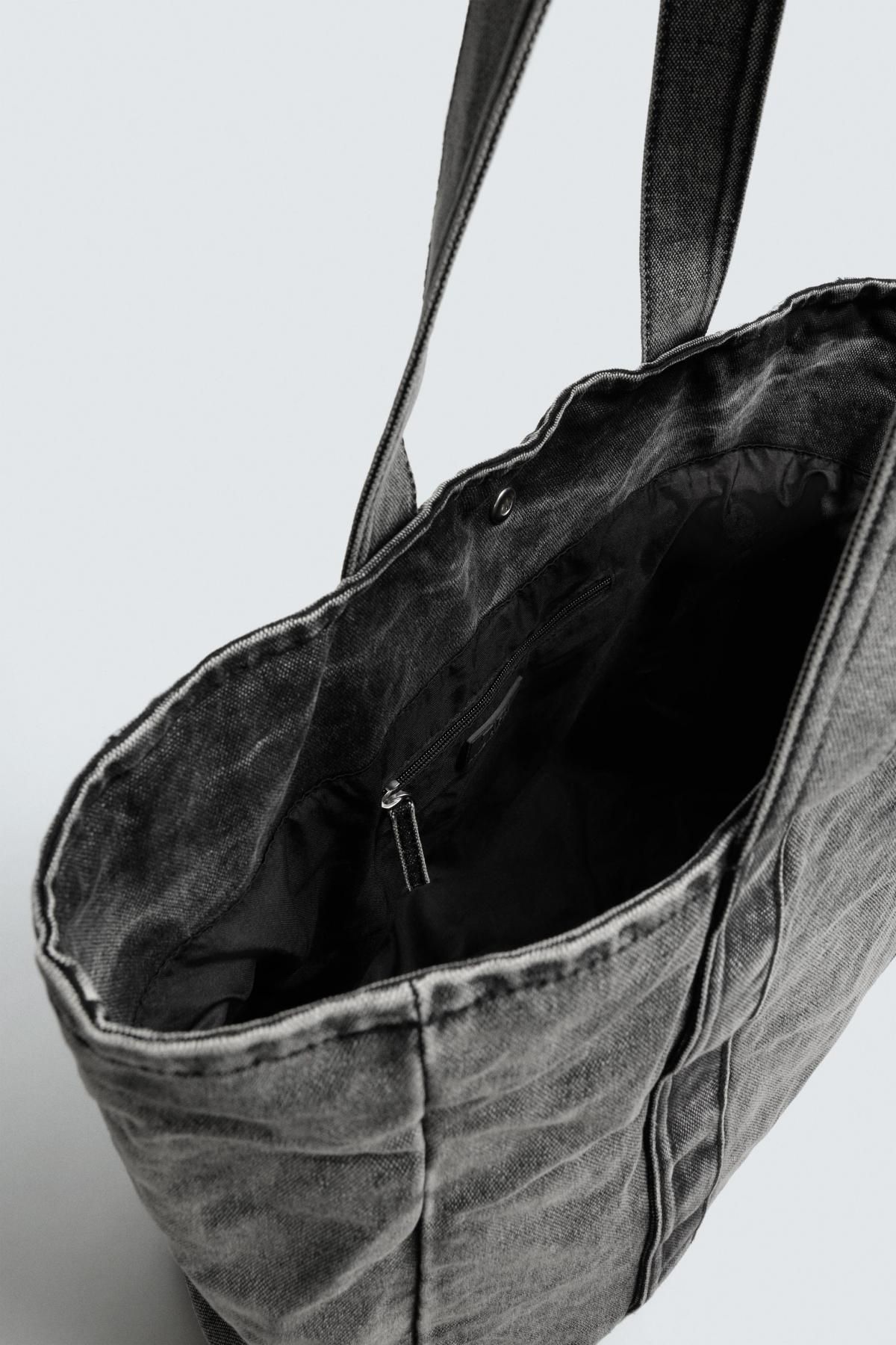 자라 빈티지 워싱 데님 토트백 3309/720 BLACK - 상세 이미지 4