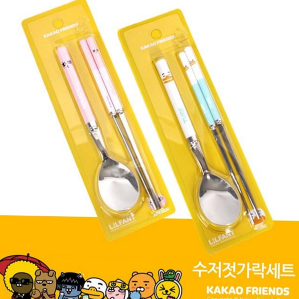제이지 카카오 수저 세트 튜브 휴대용 수저 세트 스테인리스 젓가락 - 상품 이미지