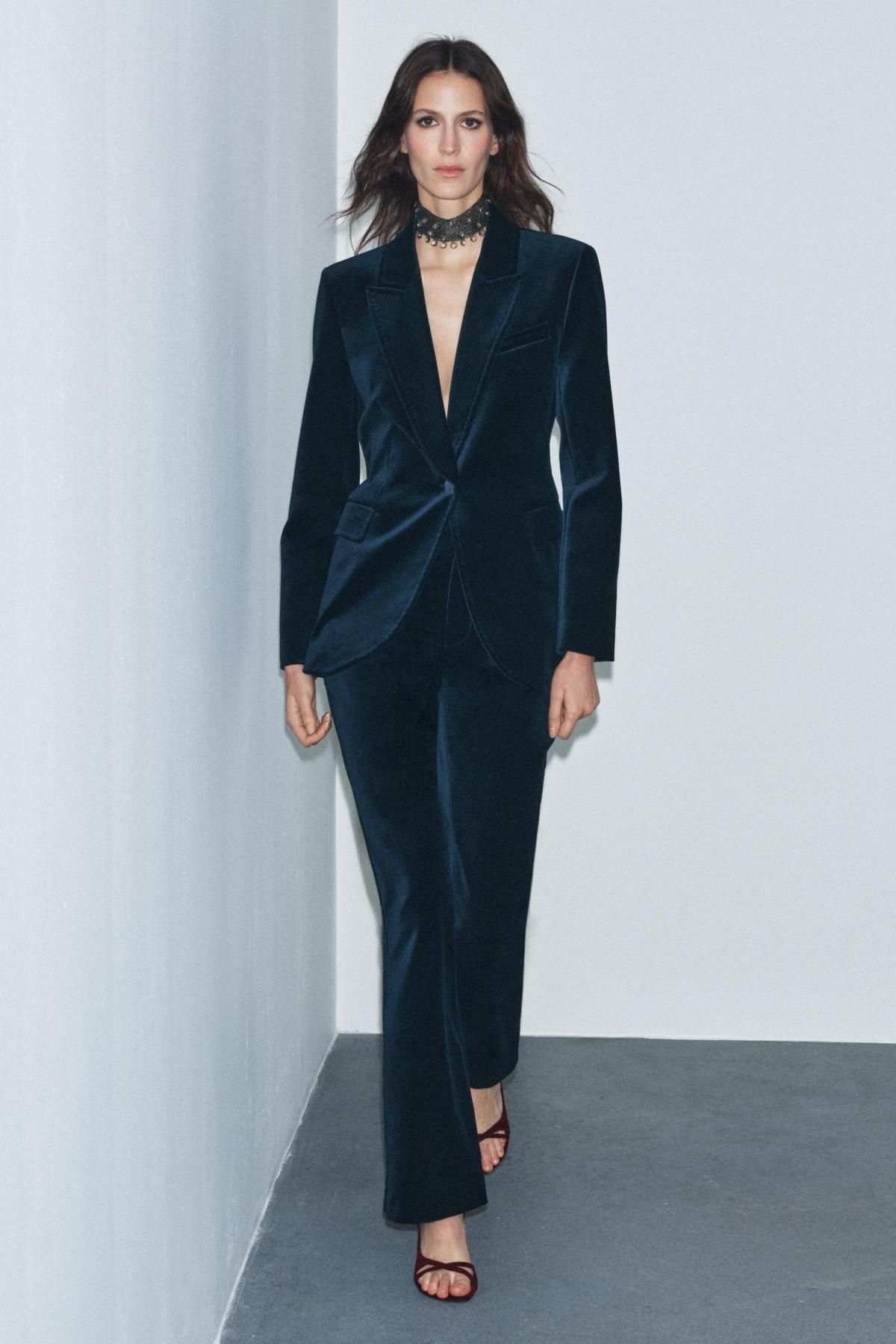 자라 벨벳 플레어 부츠컷 팬츠 미드웨이스트 9716/994 BLUE - 상세 이미지 4