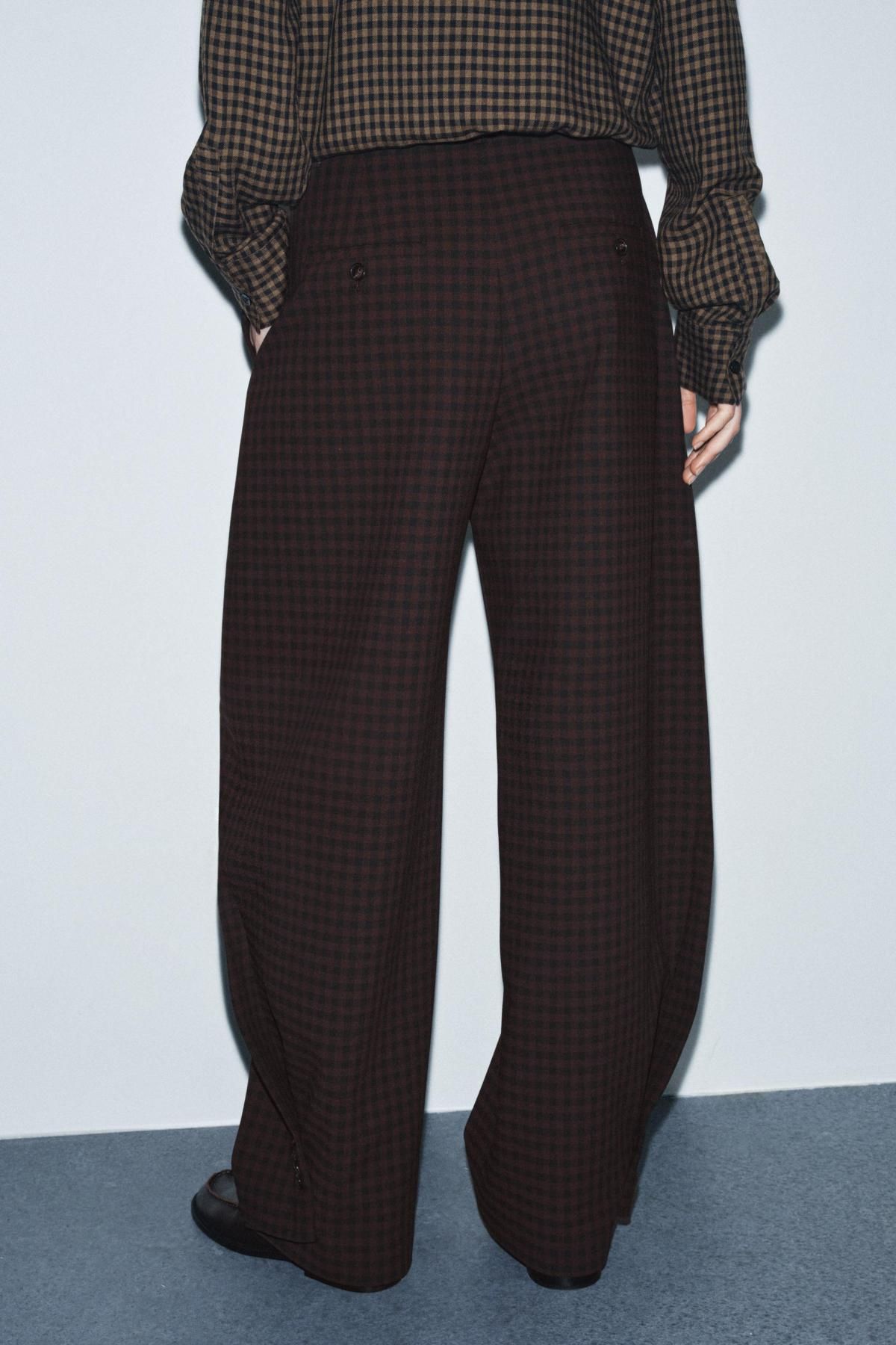 자라 와이드 벌룬 팬츠 버튼 미드웨이스트 9260/957 BROWN - 상세 이미지 3